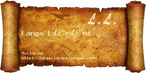 Lange Lóránt névjegykártya